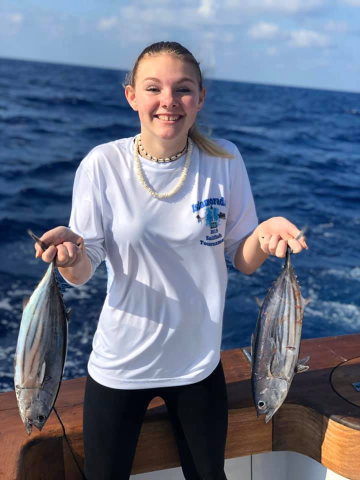 Two medium-sized fish caught while fishing in Key Largo