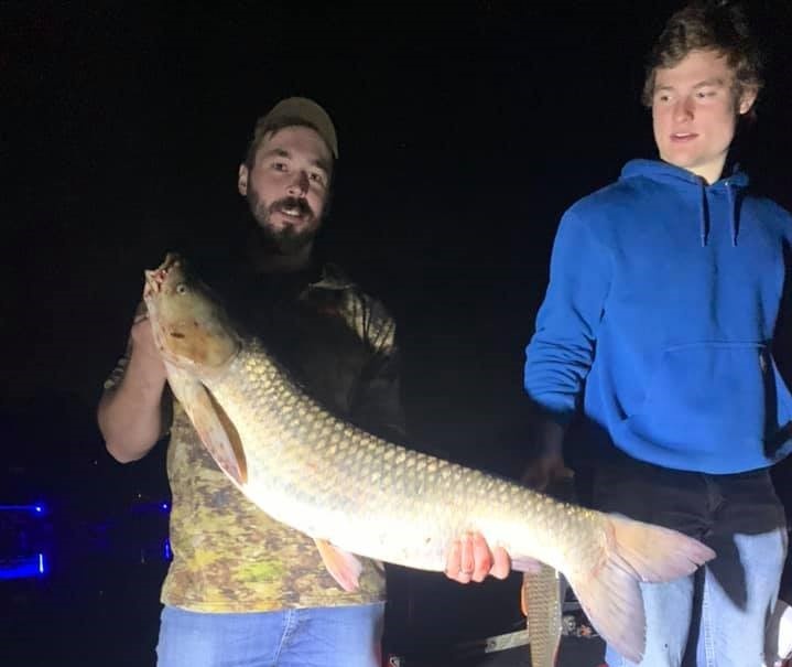 A grass carp measuring 28 inches caught in Camdenton