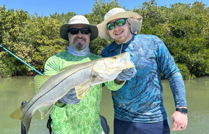 A snook fish being caught while fishing in St. Petersburg
