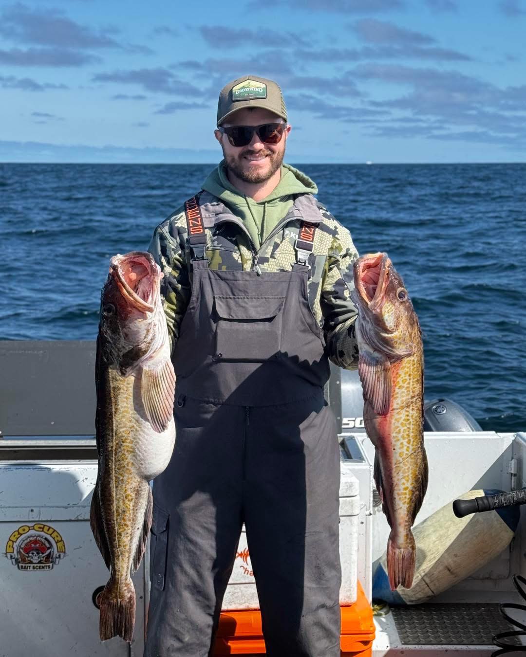 Two large lingcod caught during fishing tour in Roseburg OR waters
