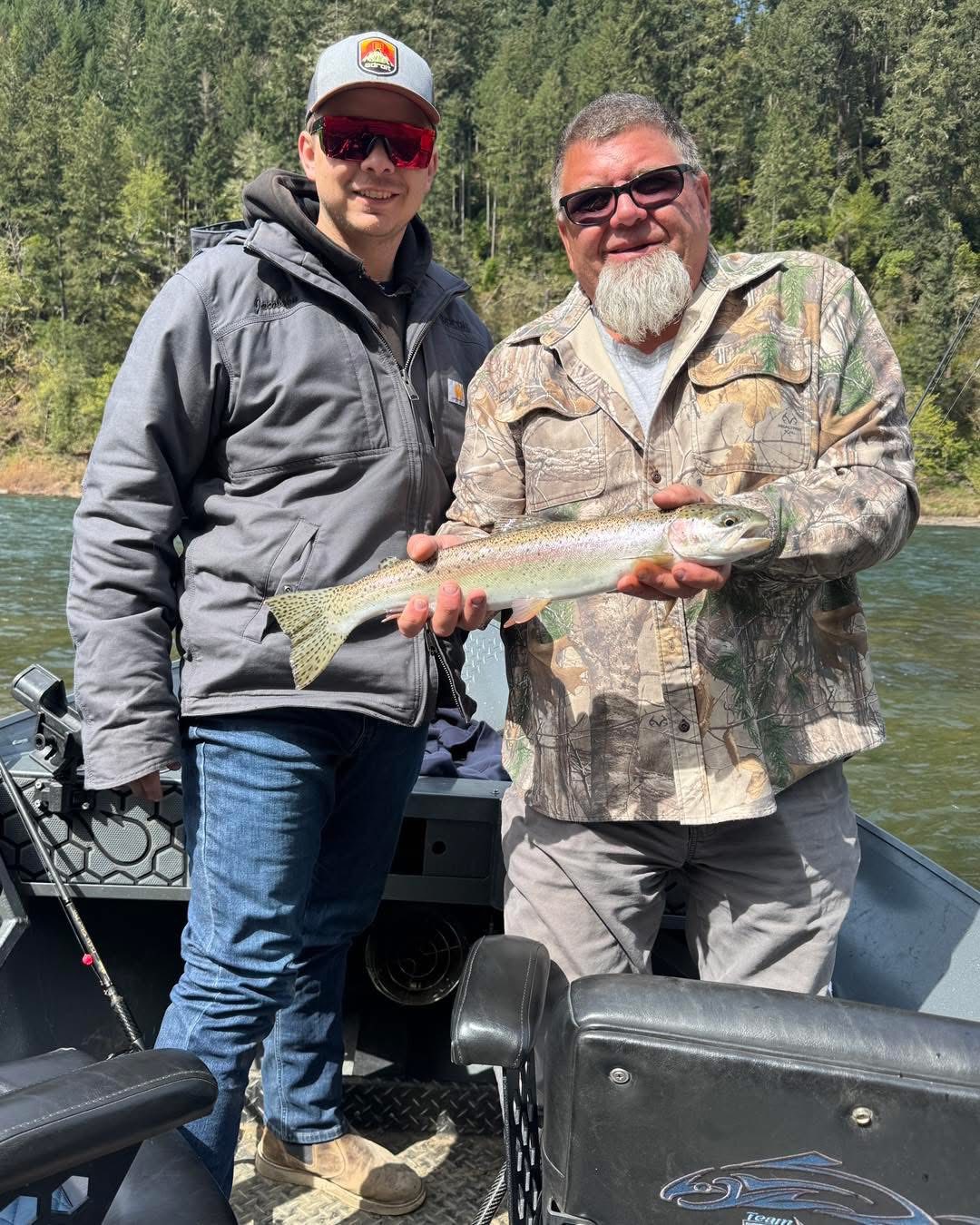 Rainbow trout catch on fishing boat in Roseburg Oregon