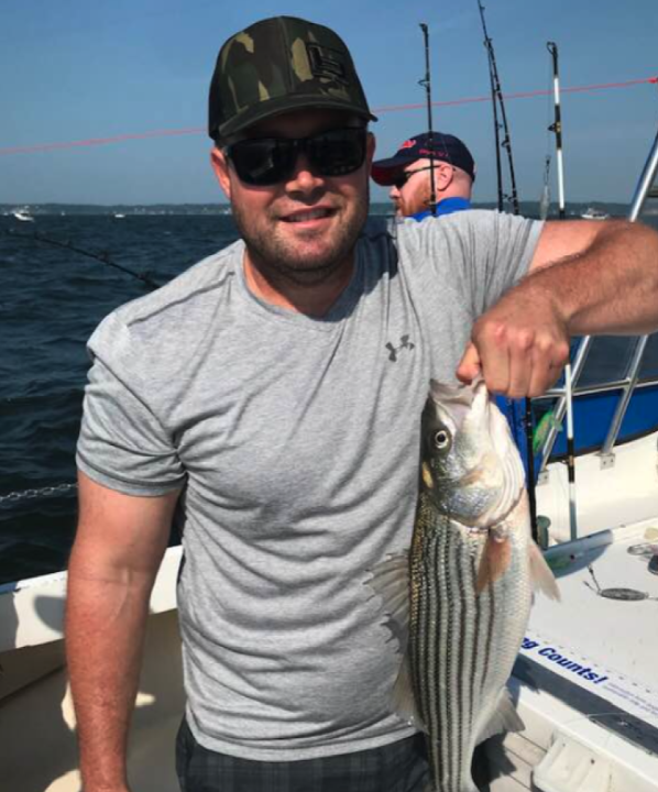 Striped bass caught during ocean fishing in Ocean City