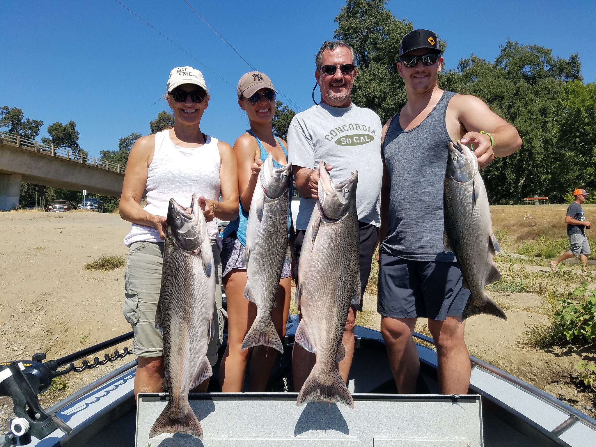 4 big Chinook Salmon and Coho Salmon caught during fishing in CA