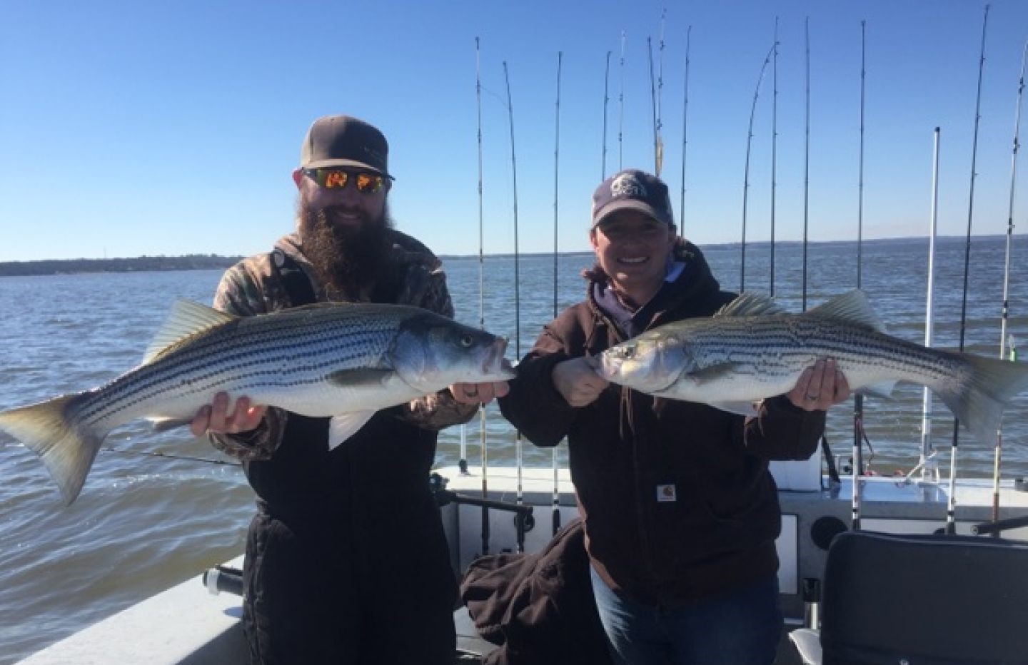 Two striped bass caught while fishing in OK