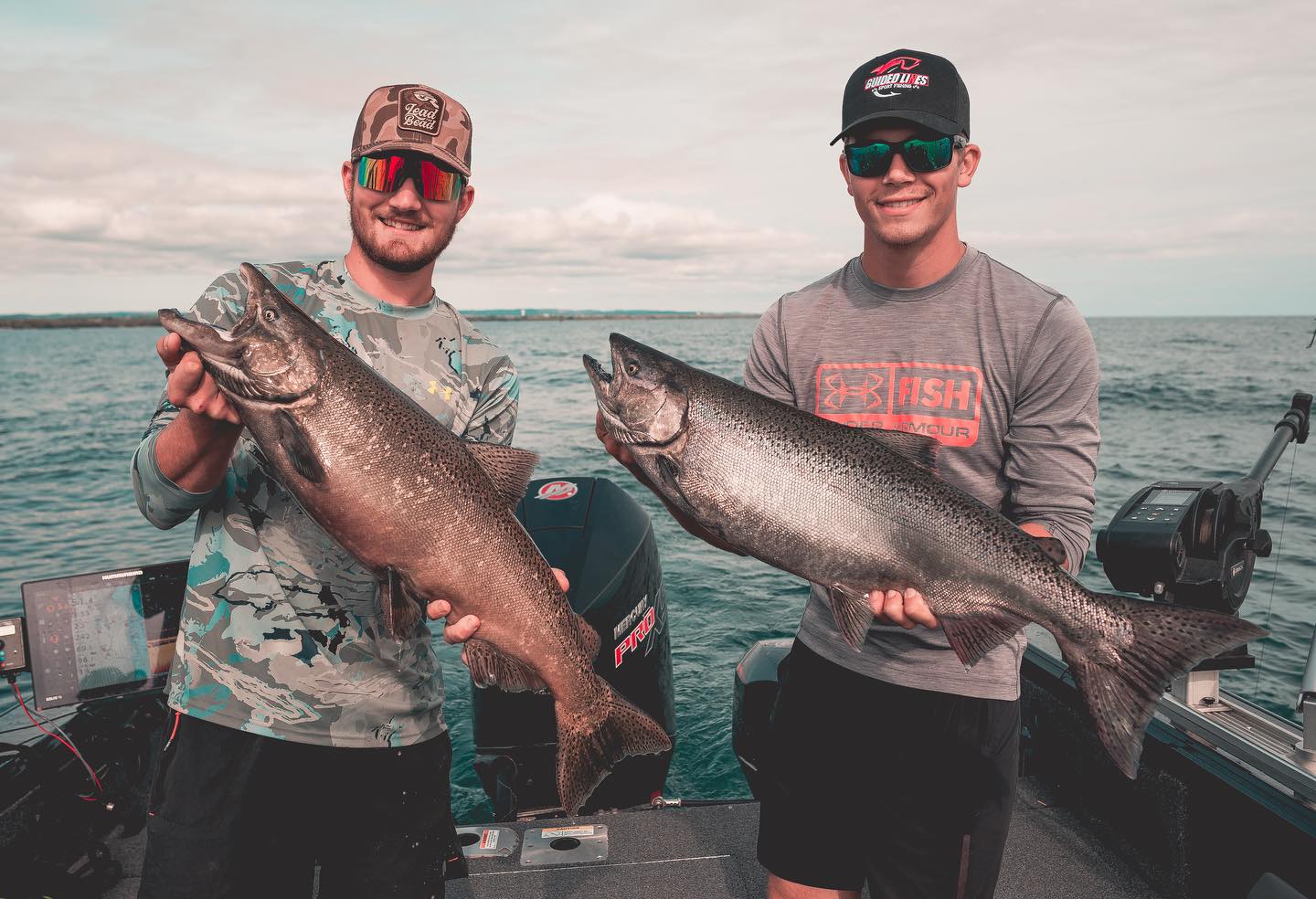 Coho salmon and sea trout caught while fishing in Ontario