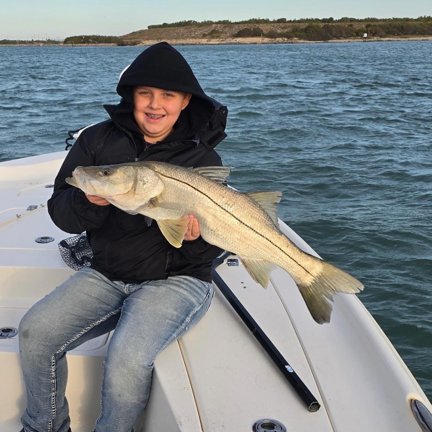 Snook, a big fish, caught while fishing at Cocoa Beach