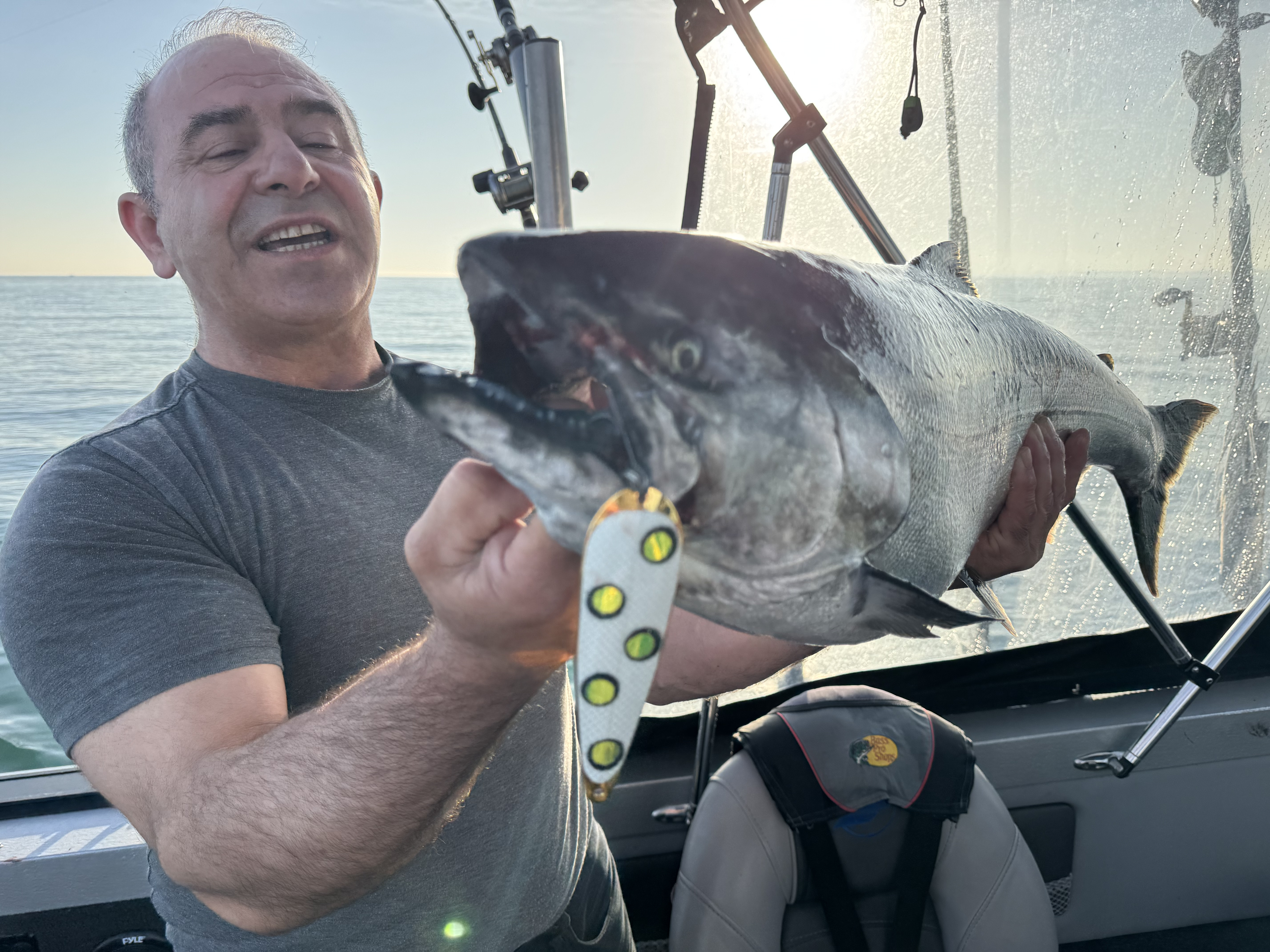 Chinook salmon caught fishing in Dunnville Ontario