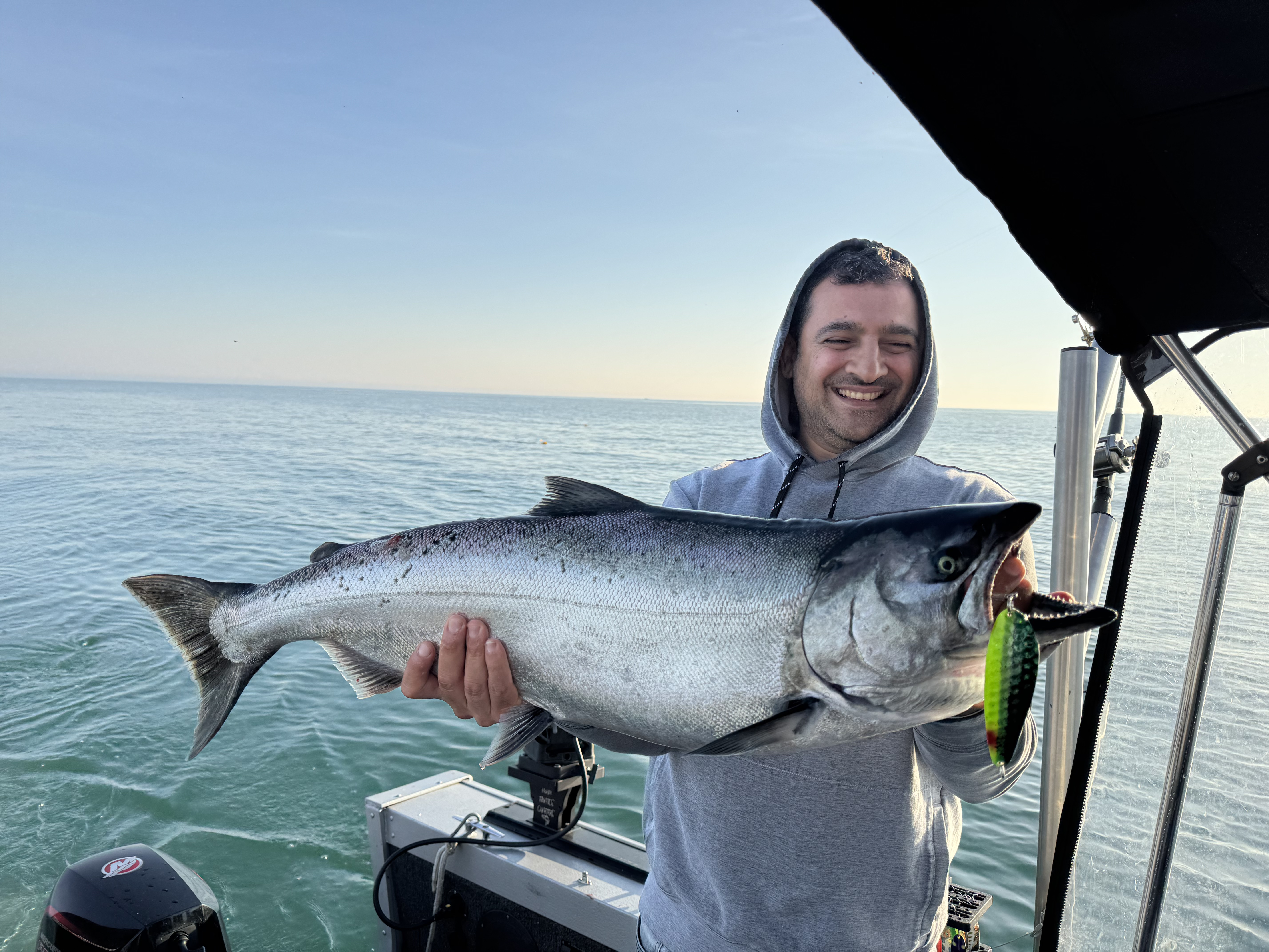 Chinook salmon caught fishing in Dunnville Ontario