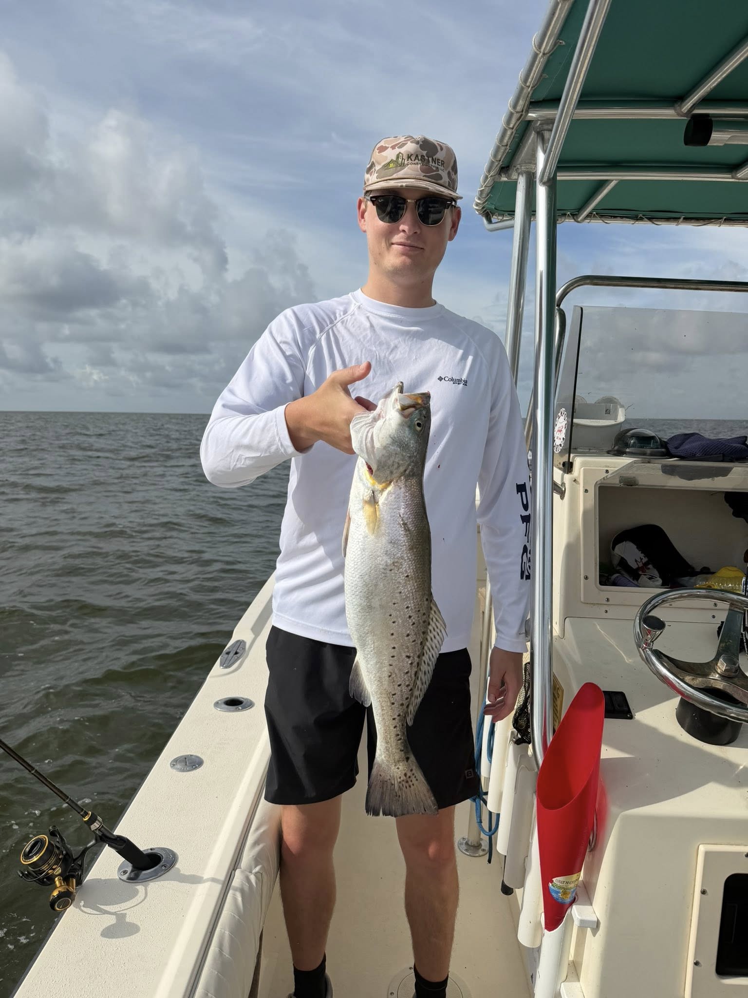 Speckled trout catch displayed on fishing boat in St Bernard Louisiana waters