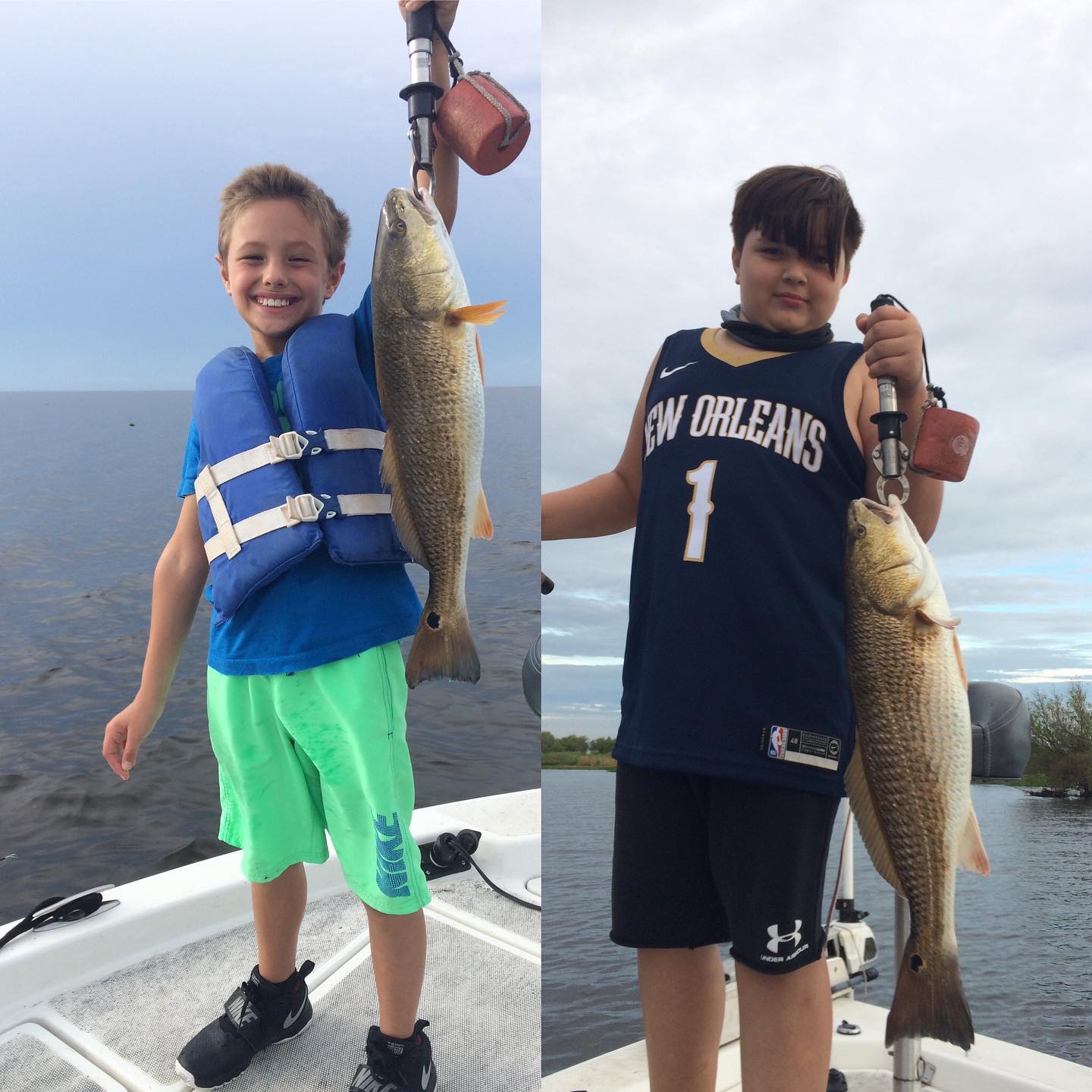 Two redfish caught during a fishing trip in LA