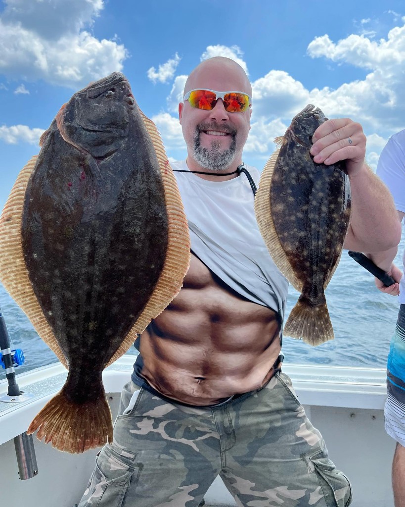 Two summer flounder, 23 inches, caught in Belmar