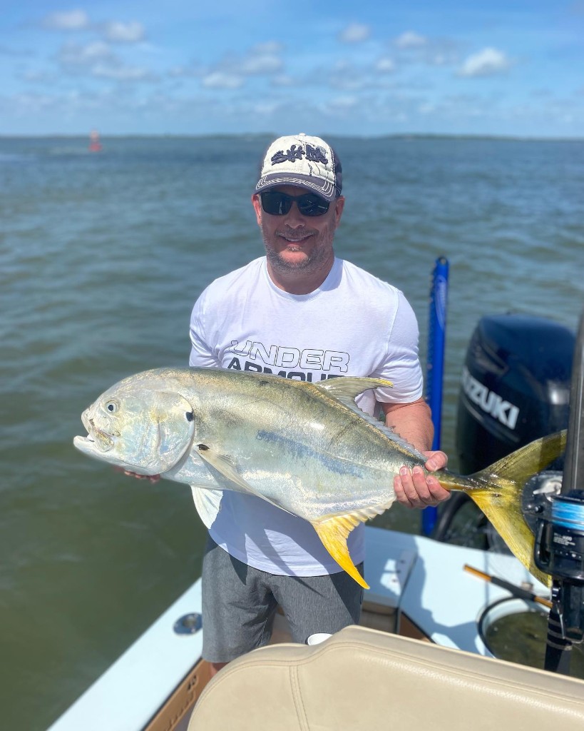 Photograph of a giant trevally fish measuring 29 inches, caught in Okatie.