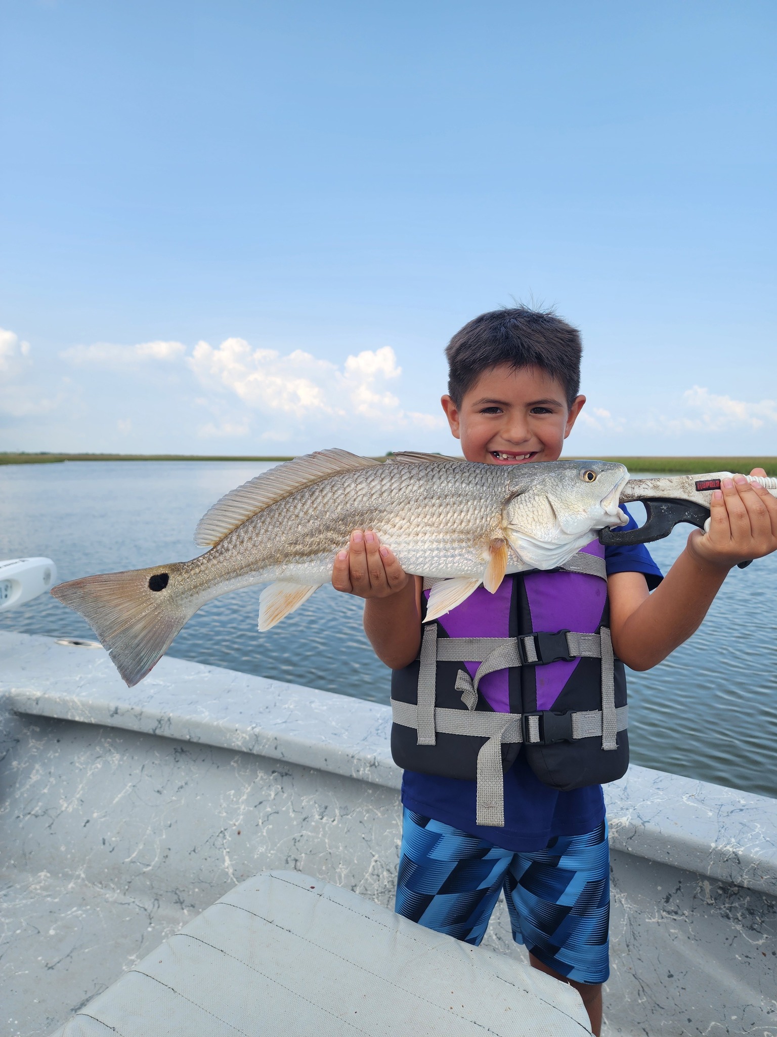 Redfish catch displayed on boat in Bolivar Peninsula TX