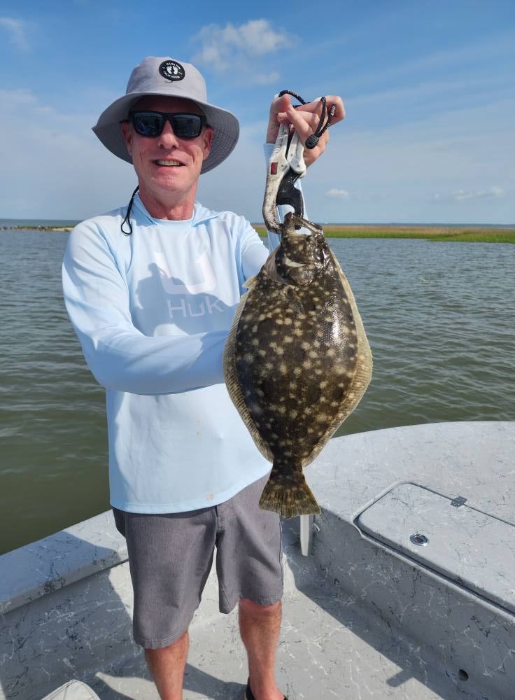 Southern flounder caught while fishing on Bolivar Peninsula TX