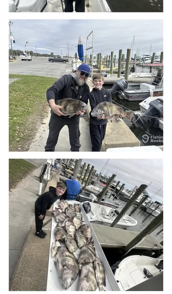Fresh caught fish displayed at marina dock in Biloxi MS after successful fishing trip
