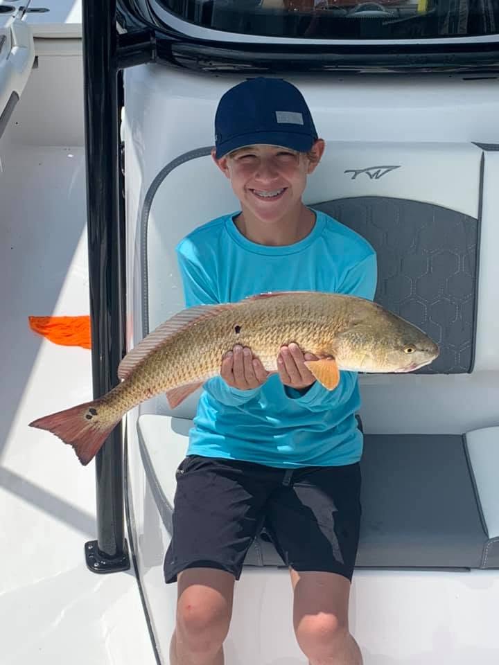 Redfish catch on fishing boat at Carolina Beach NC