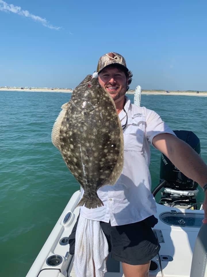 Southern flounder caught fishing in Carolina Beach NC waters