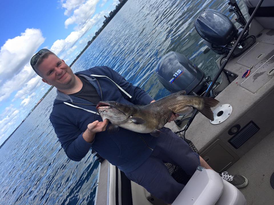 Catch of the day! A single blue catfish caught in NY.