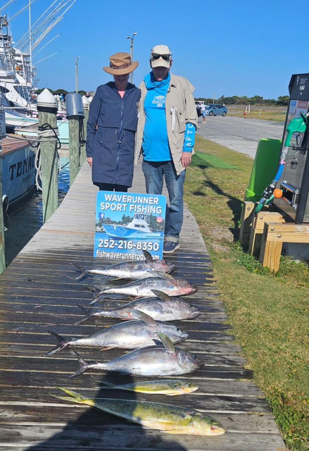 Three blackfin tuna fish caught in Wanchese
