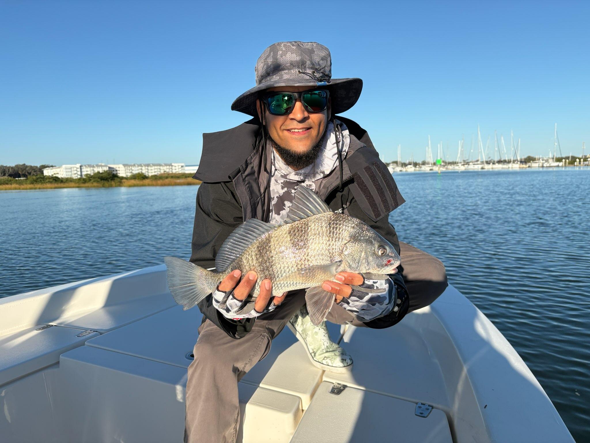 Black drum catch on fishing boat in St. Augustine FL waters