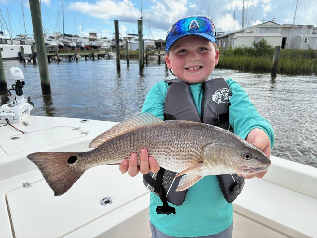 Redfish catch displayed on boat in St. Augustine FL marina