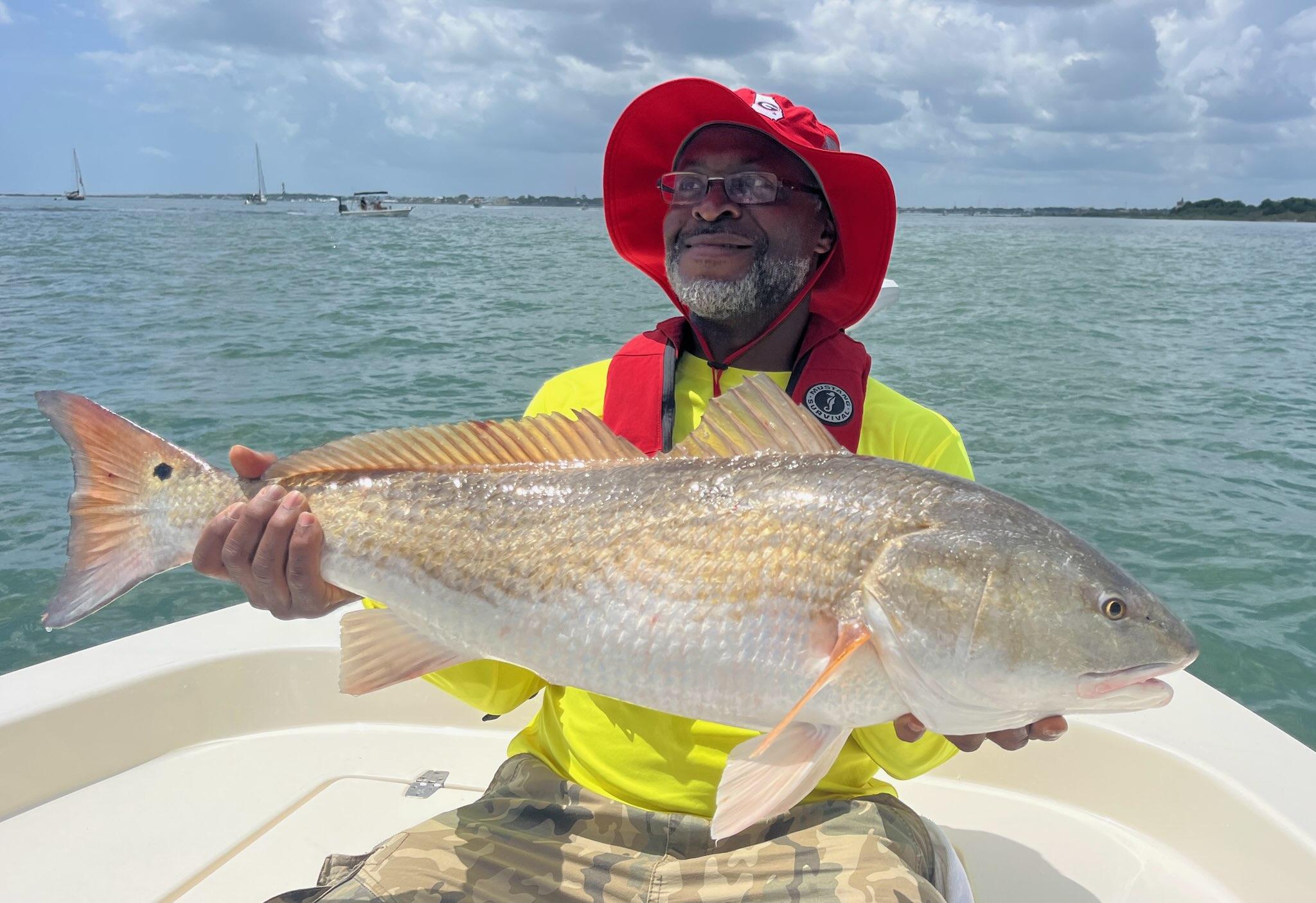 Redfish catch displayed on fishing boat in St. Augustine FL waters