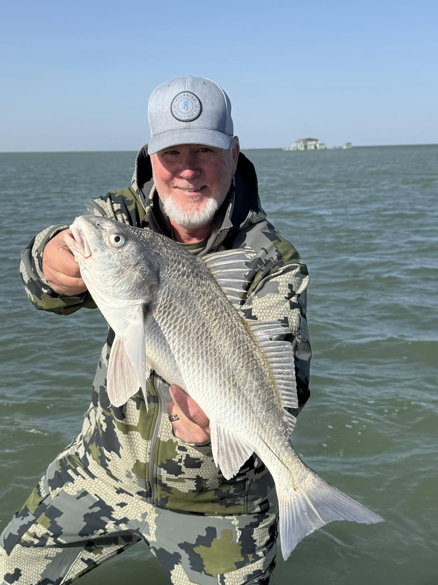 Photograph of a 19-inch Black Drum fish caught at South Padre Island