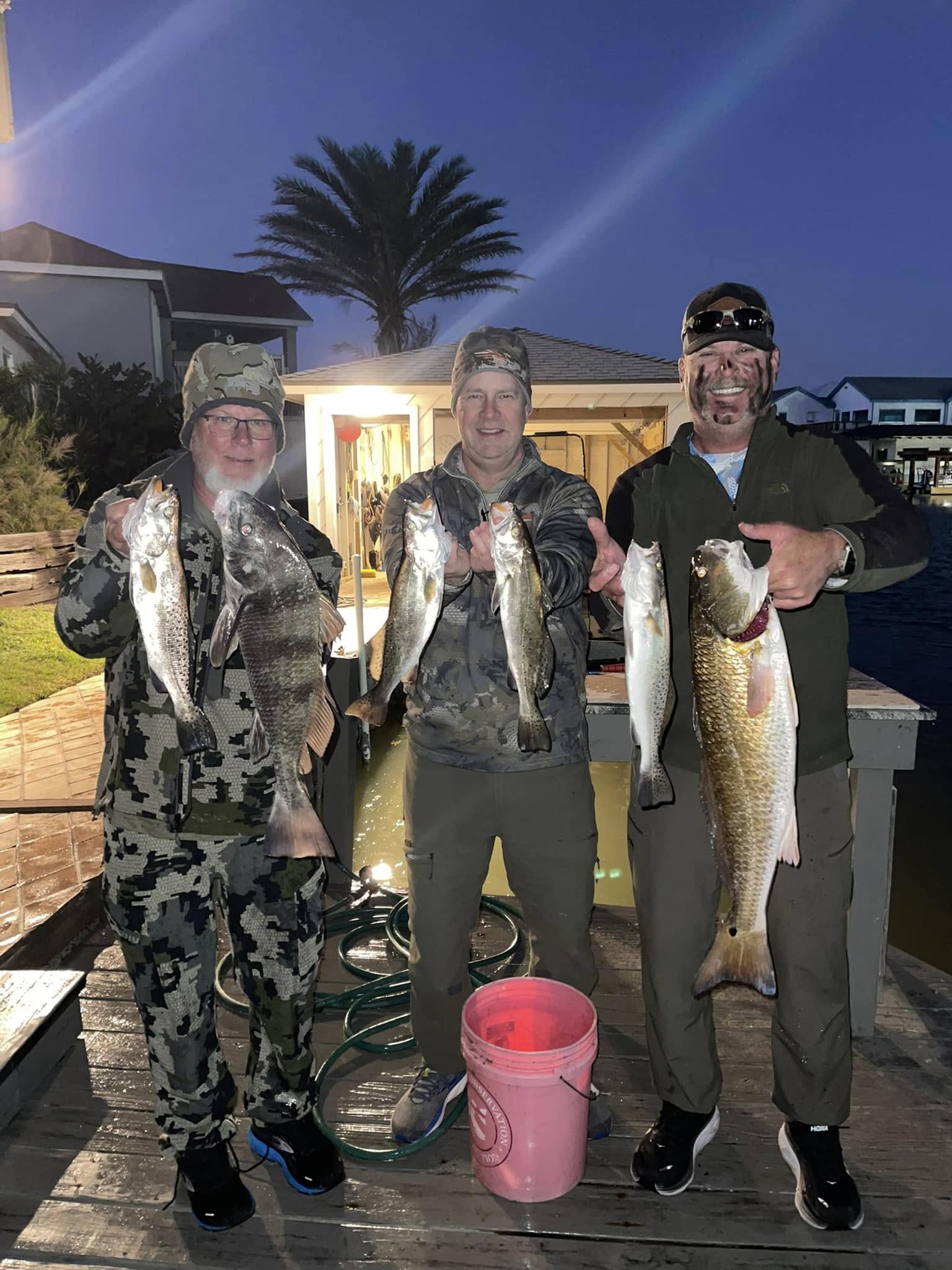 5 spotted weakfish, black drum, and spotted weakfish caught on a fishing trip at South Padre Island