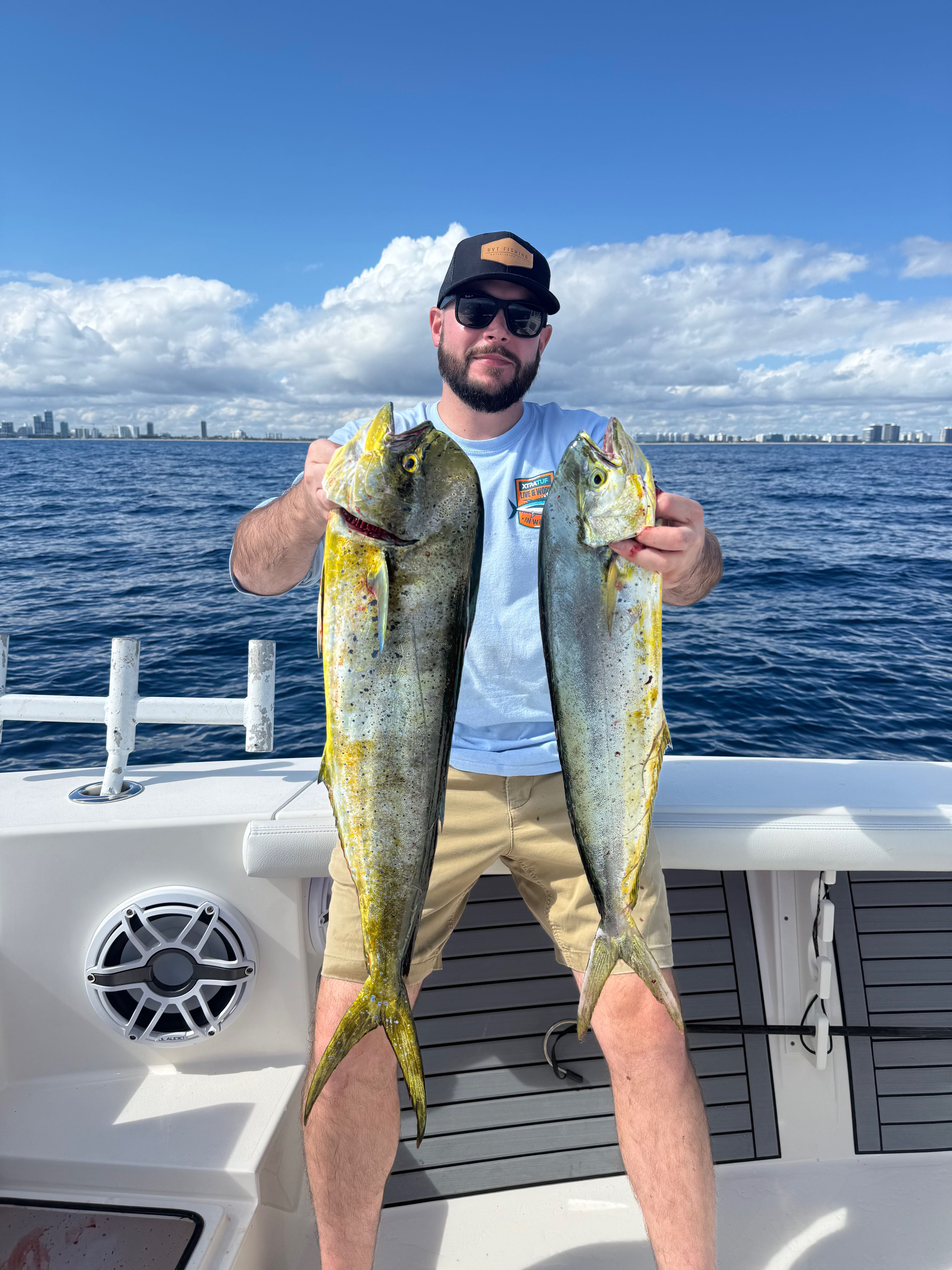 Two mahi mahi caught during fishing charter in North Miami FL