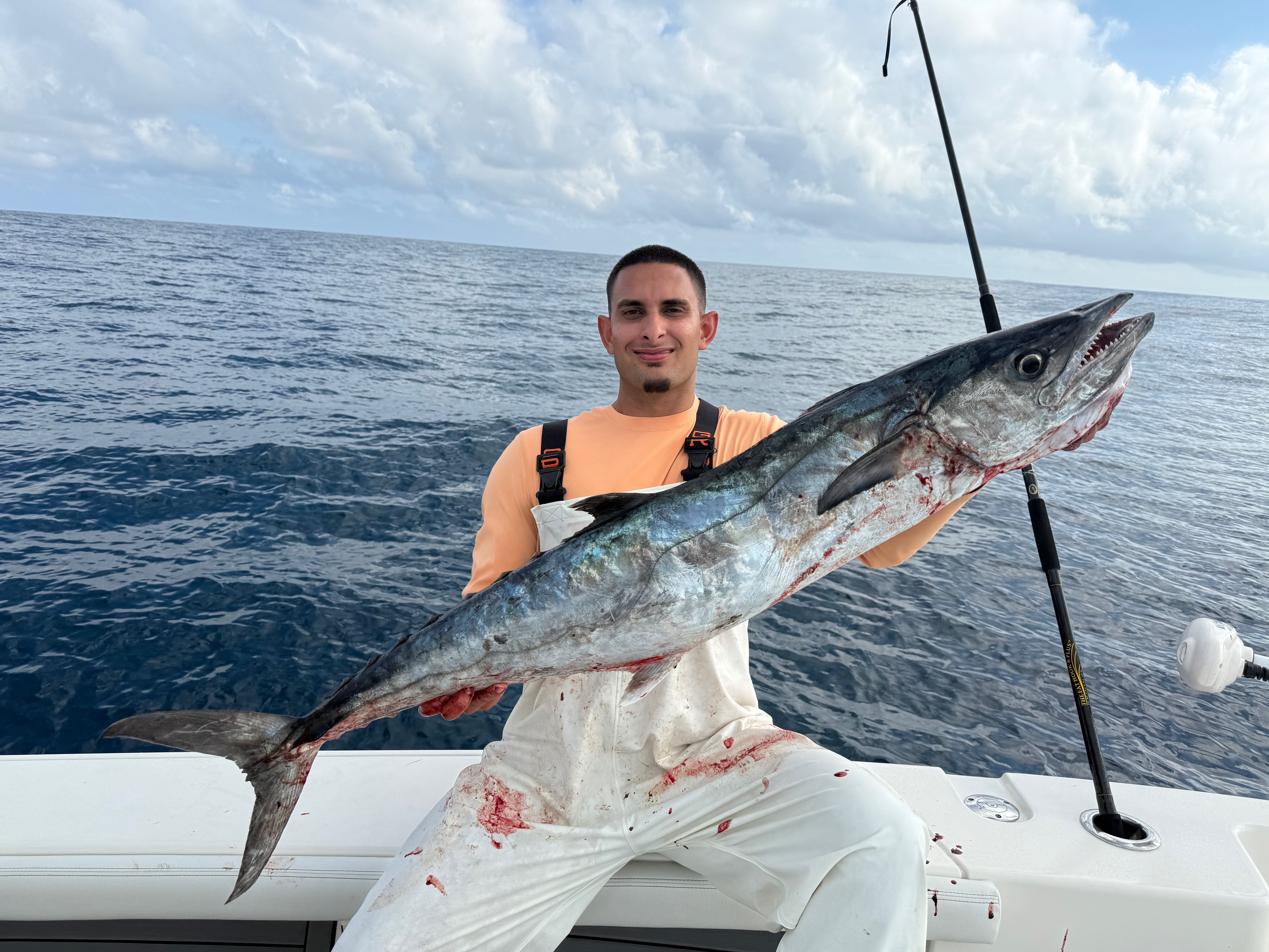 King mackerel catch displayed on fishing boat in North Miami FL waters