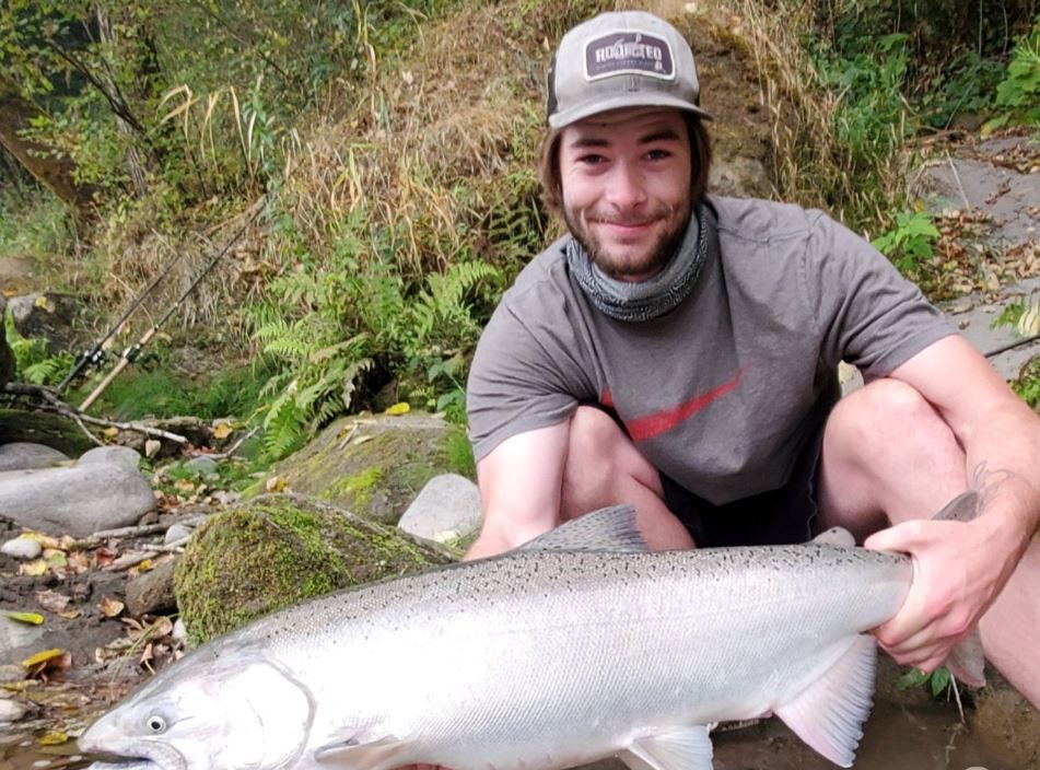 A person fishing in Hebo